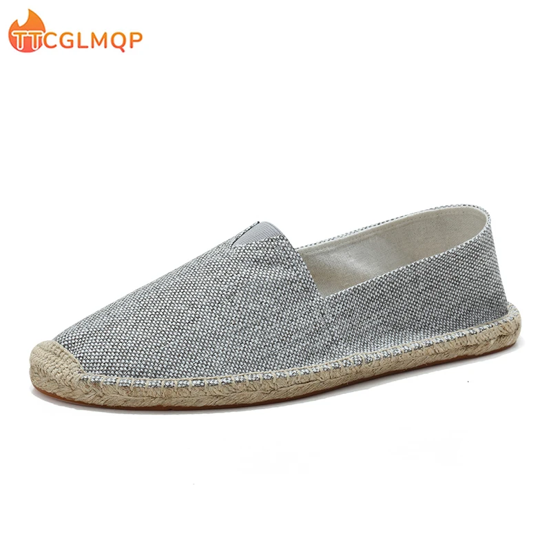 2022 Summer New Men\'s Linen Casual Shoes Handmade Weaving Fisherman Shoes Fashion Casual Flat Espadrilles Driving Shoes Big Size