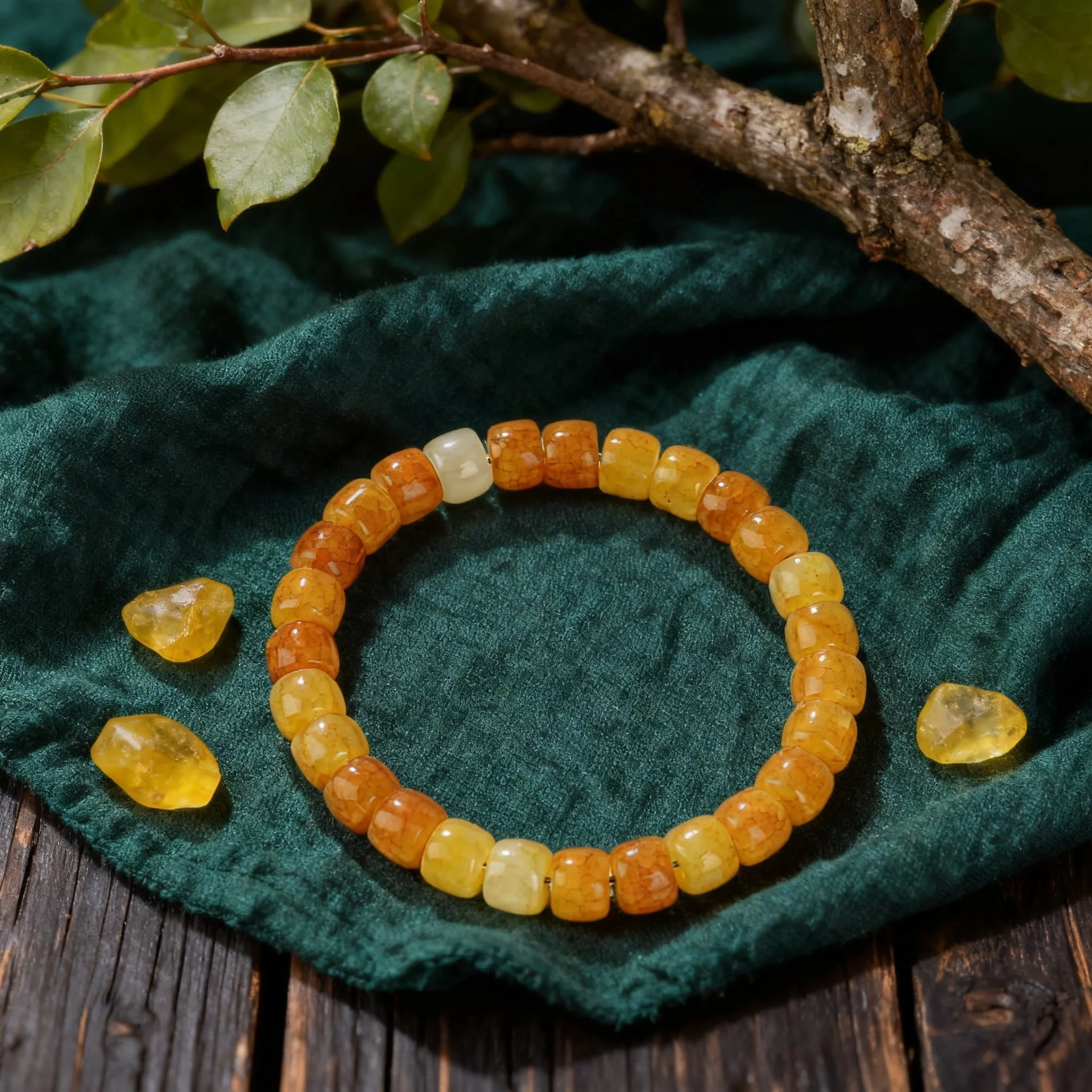 Glamorous Yellow Crystal Beaded Bracelet