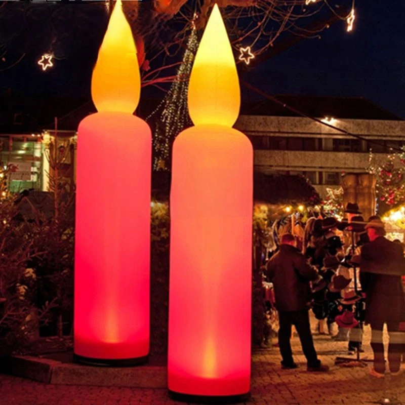 Led Decorative  Beautiful Shape Inflatable Candle Inflatable Pillar For Outdoor Night Decoration