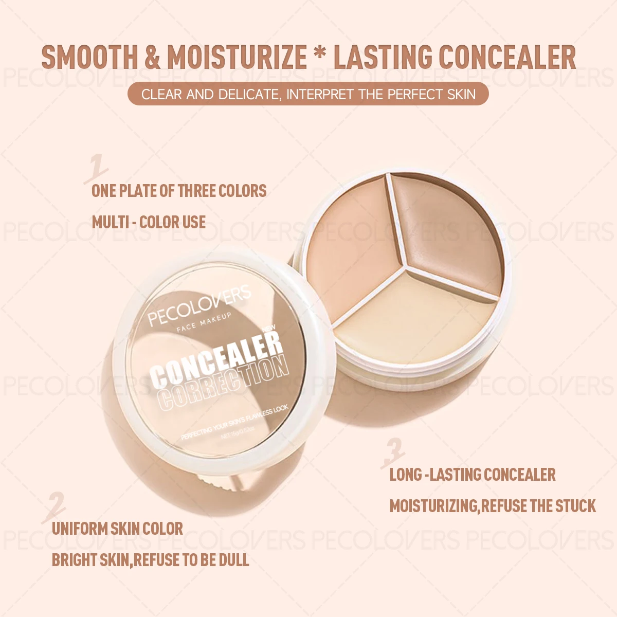 1PC Superimposed, Naturally Covered with Imperfections, Brightening, Three-color Concealer, Christmas Halloween Holiday Gift