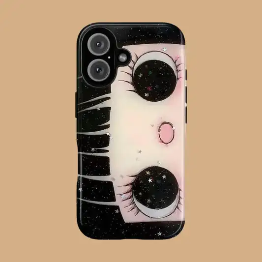 Clmj BIG EYES COMIC GIRL Handyhülle für iPhone 17 16e 16 15 14 13 12 11 X XS XR XSMAX Air Pro Max Plus Luxuriöse Doppelschicht-Schutzhülle