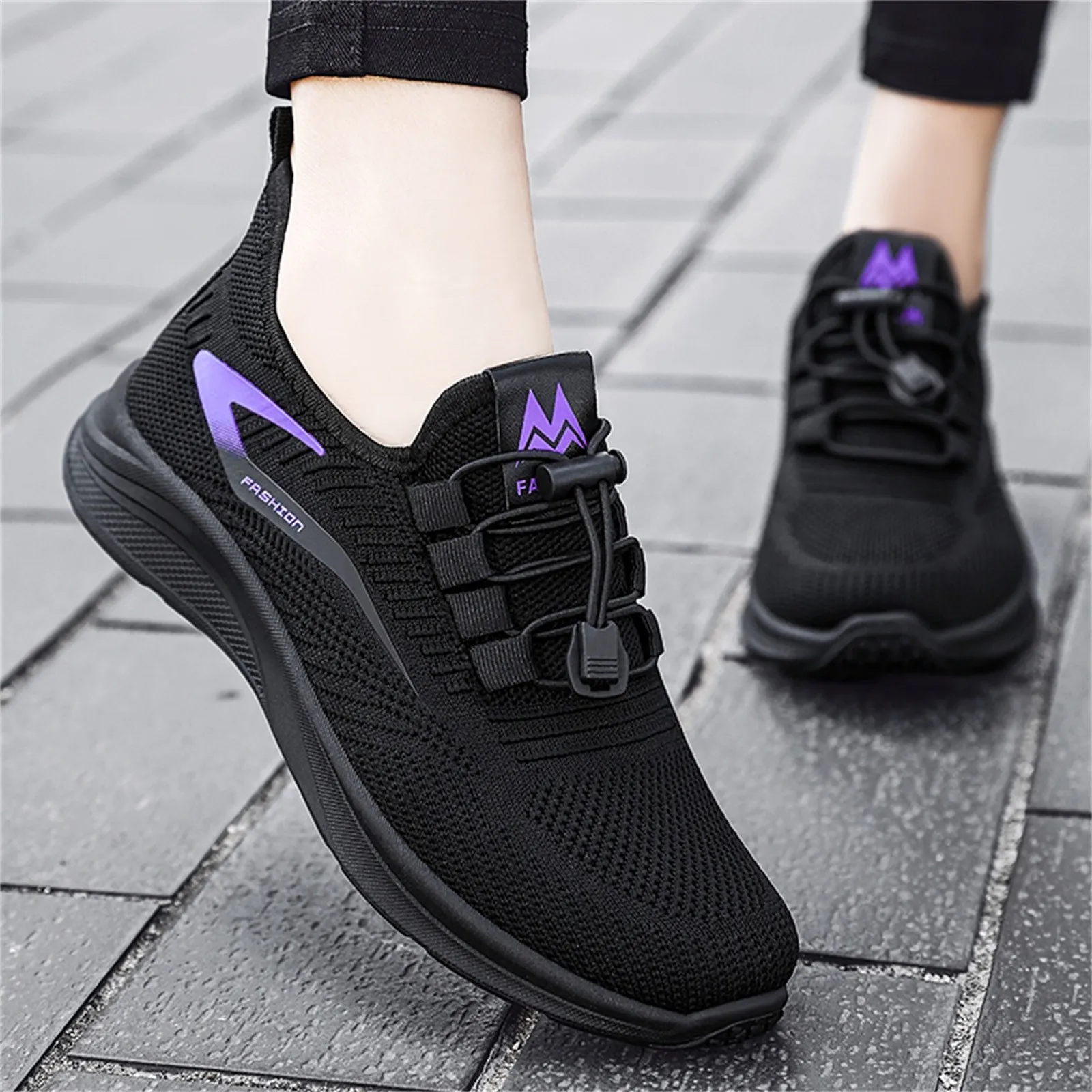 Sepatu wanita berjalan Mesh sepatu datar musim panas musim gugur wanita datar ringan Mesh bernapas elastis sepatu Hiking Sneakers