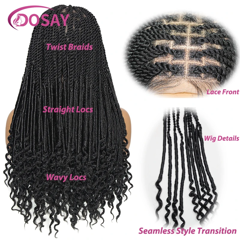 

Synthetic Full Lace Braided Wigs Dreadlock Wig For Black Women Braids Hair Wig Box Braid Wig Twist Braid Curly Straight Locs