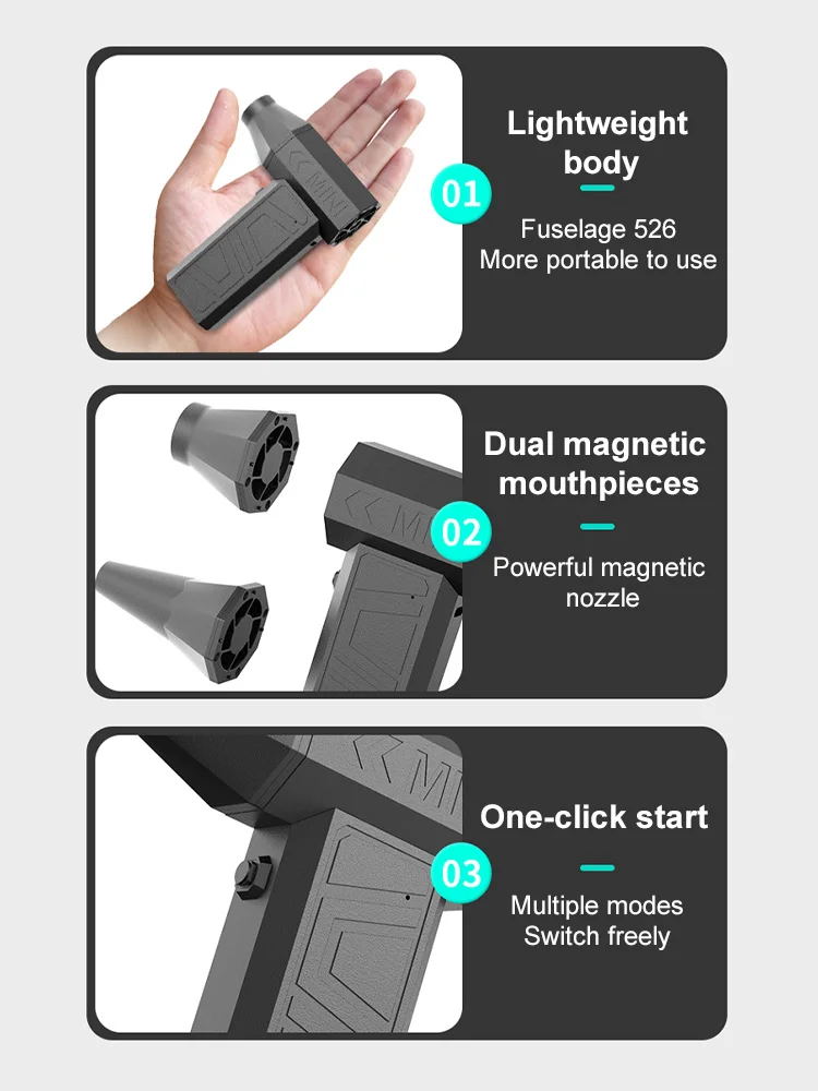 X3-A3 430000RPM 미니 터보 제트 팬 고속 먼지 송풍기 모터 2000mAh 41m/s 바람 휴대용 폭력 팬 전기 공기 살포기