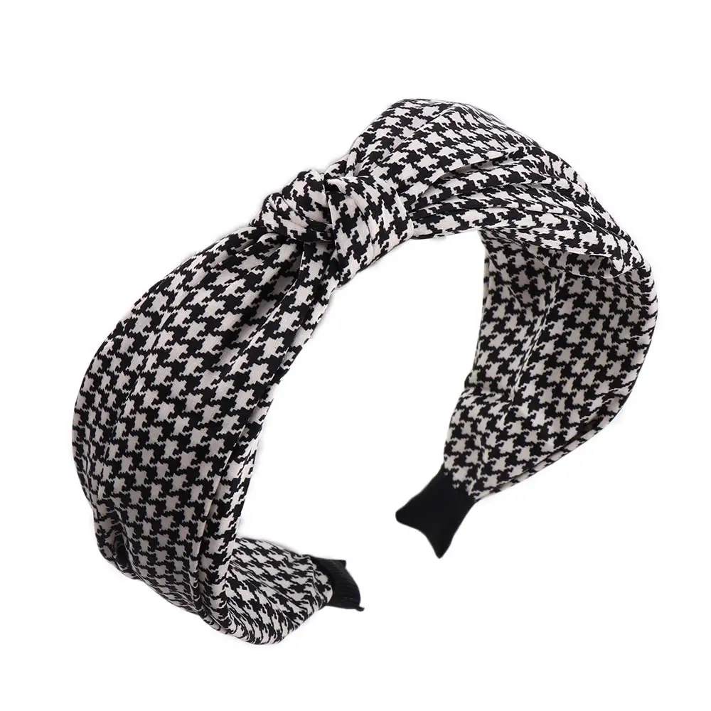 

Sweet Vintage Flower For Girls Check Lattice Knot Headband Grid Hairbands Women Hair Hoop Korean Head Wrap