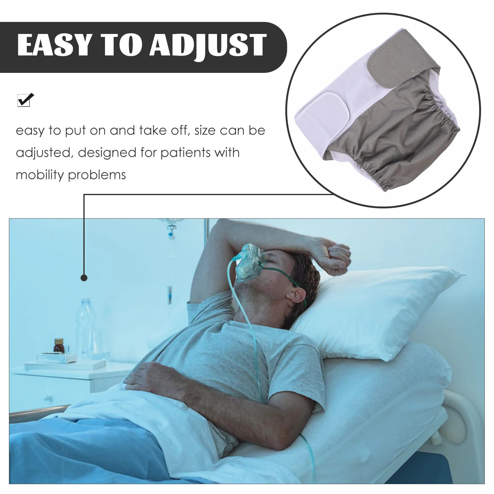 

1pc Reusable Washable Diaper Underwear For Adults Leakproof Incontinence Protection Comfortable Adjustable Easy To Wear Size S