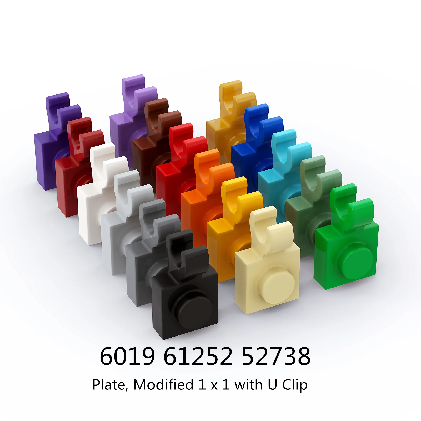 1 Pcs Buildings Blocks 6019 61252 52738 Plate, Modified 1 x 1 with U Clip (Horizontal Grip) Bulk Modular GBC High-Tech MOC Set