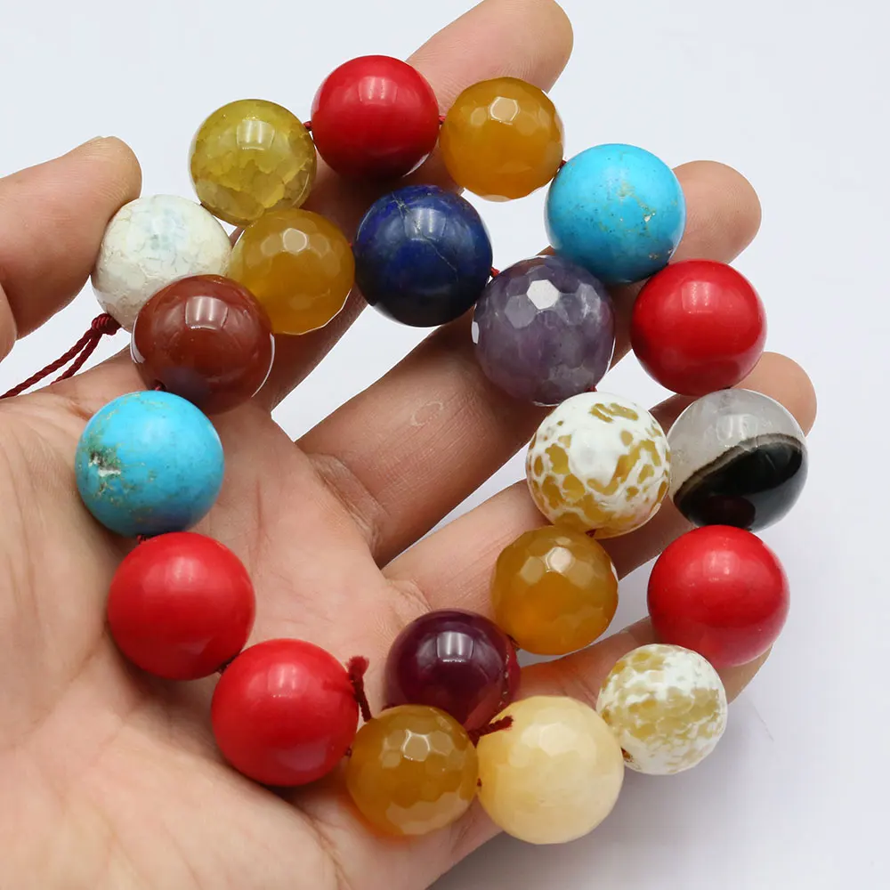 Mix Color Real Gemstone Round Shape Muti Stone Coral Agate Jade Loose Beads 16