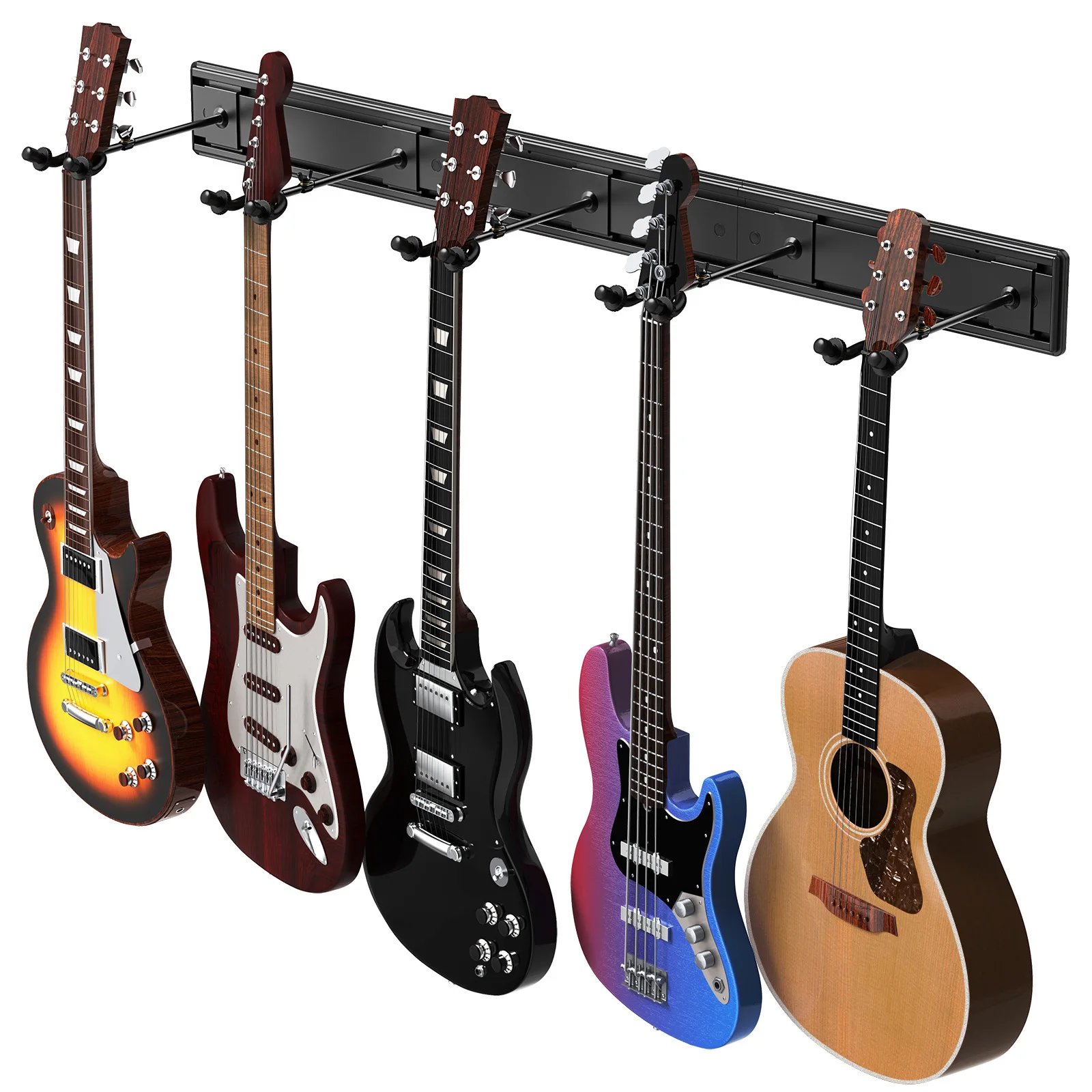 

Hooqu High Grade Multi-head Guitar Stand Five Sets of Electric Bass Guitar Wall Display Hanger Spliced Groove Guitar Stand