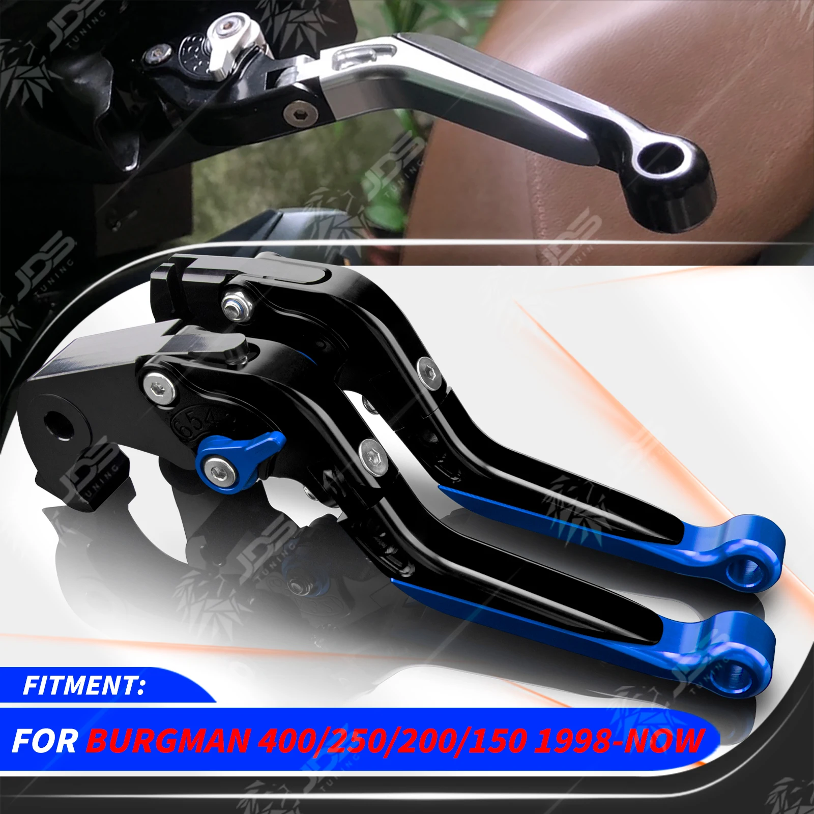 Para Suzuki AN UH Burgman 400/250/200/150/125 1998-Este año Juego de Manetas Freno y Embrague Abatible Extensible Regulables Maneta Leva Freno Embrague