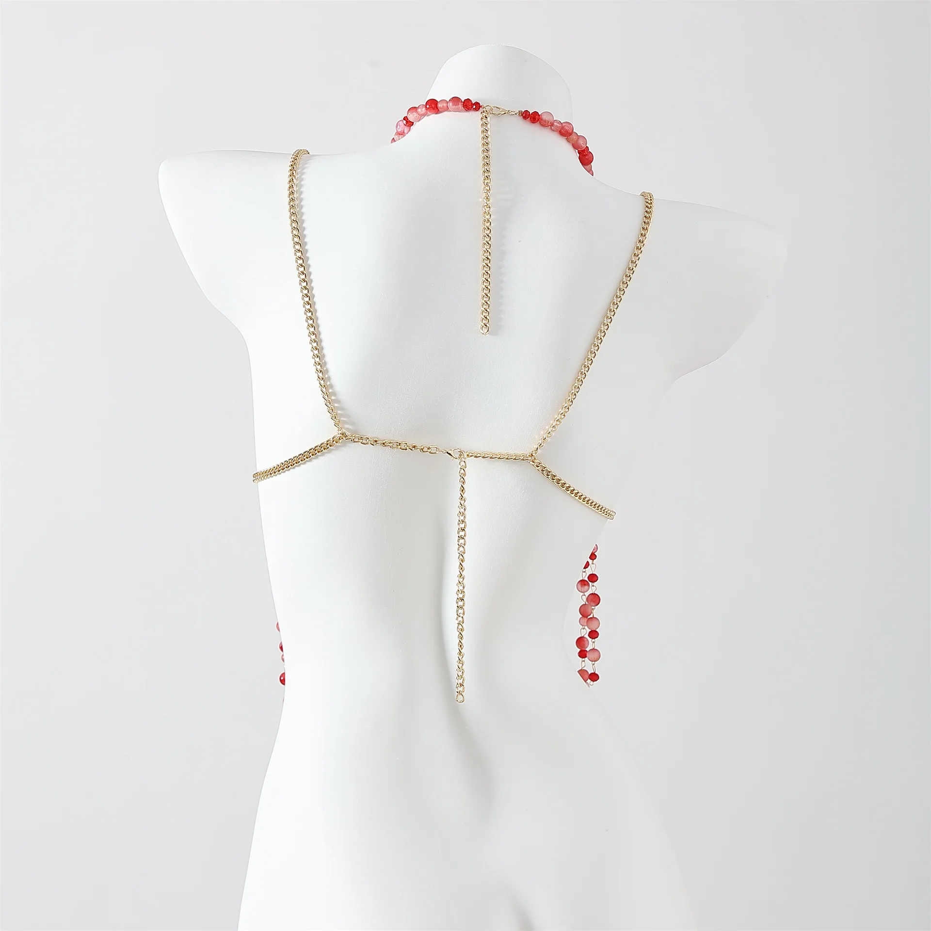 Handmade Beaded Top, Spicy Girl'S Body Chain Cover, Hanging Neck, Outer Corset, Multi-Layer Sexy Exposed Navel Underwear