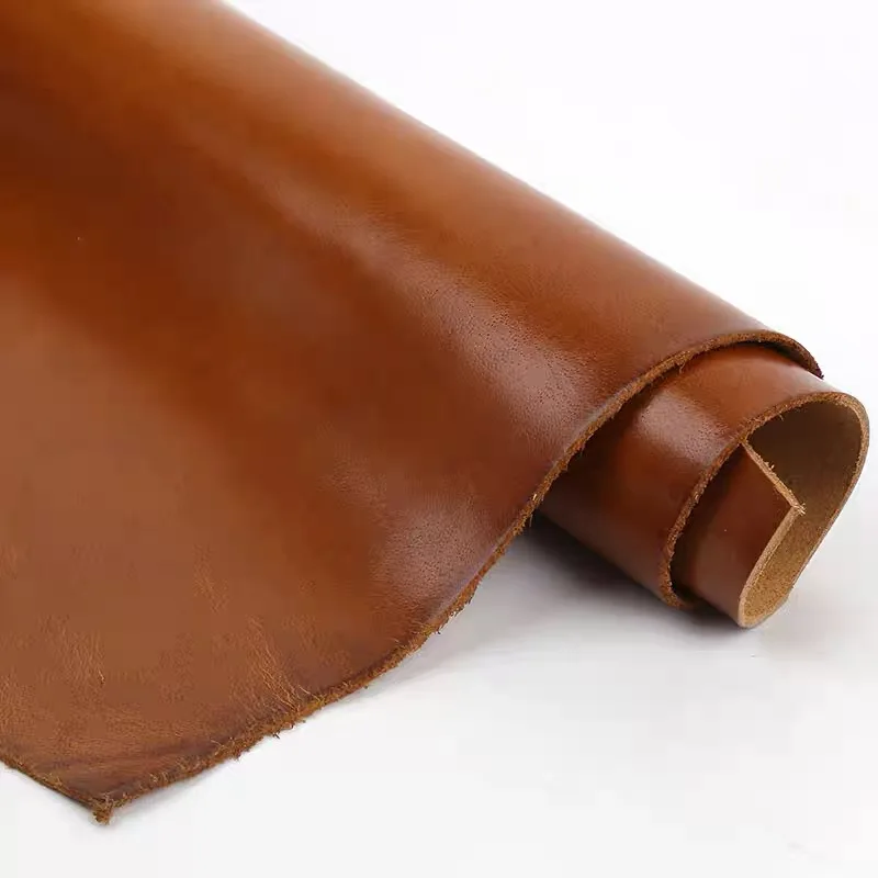 Yellow brown 2mm stiff oil wax leather, genuine leather, top layer handmade DIY ledger, leather bag, wallet, card bag view 5