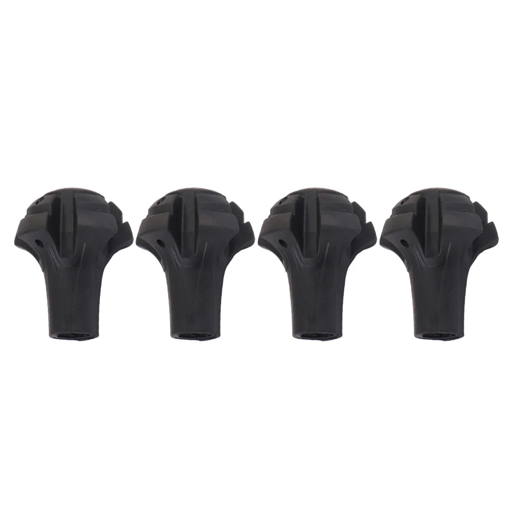 

4 Pcs Trekking Pole Foot Cover Hiking Accessories Outdoor Black Tpr Tip Protector Anti Slip Round Shape Durable Use Mud Snow