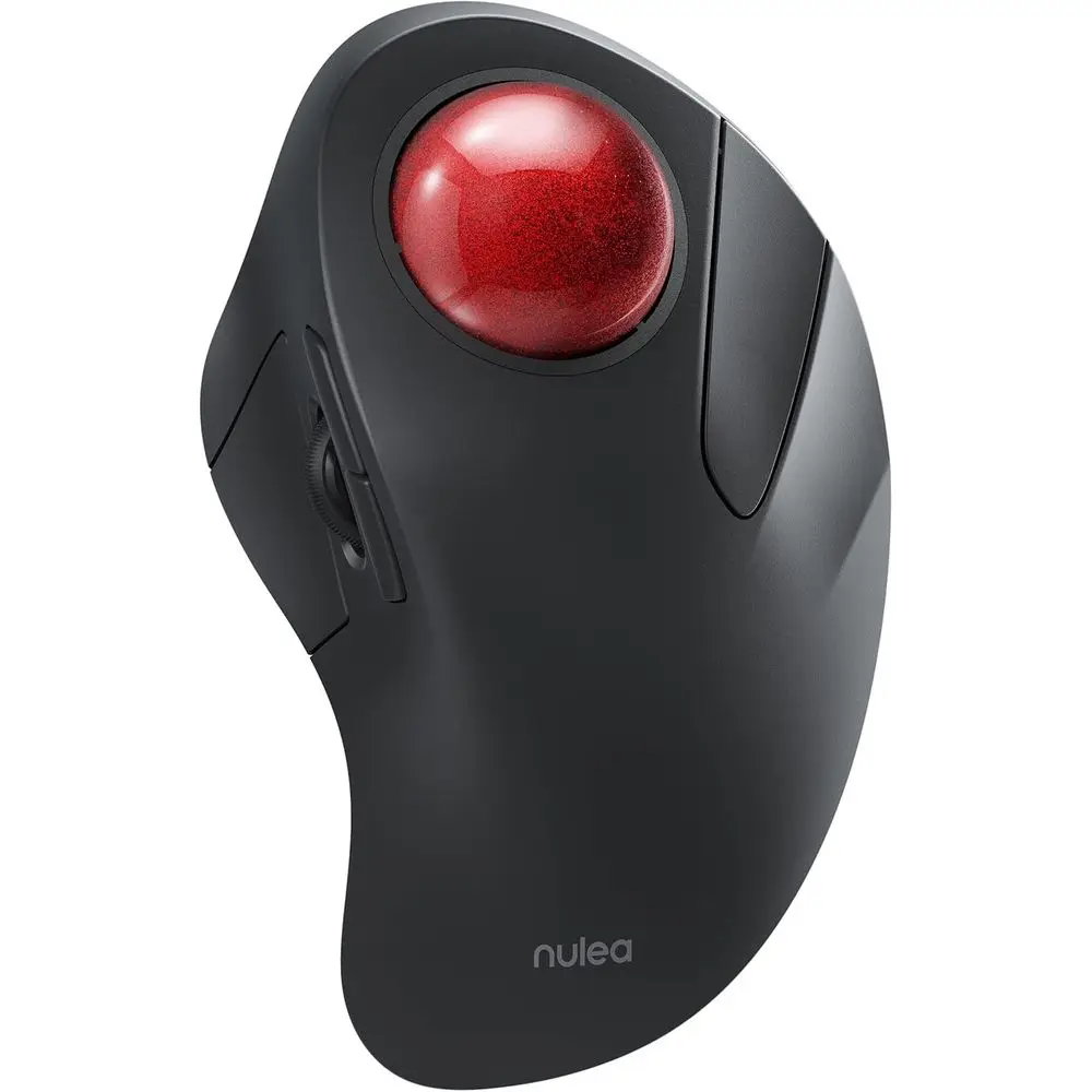 Ergonomic Rechargeable Bluetooth Trackball Mouse, 44mm Index Finger Rollerball, Adjustable DPI for PC and Laptop