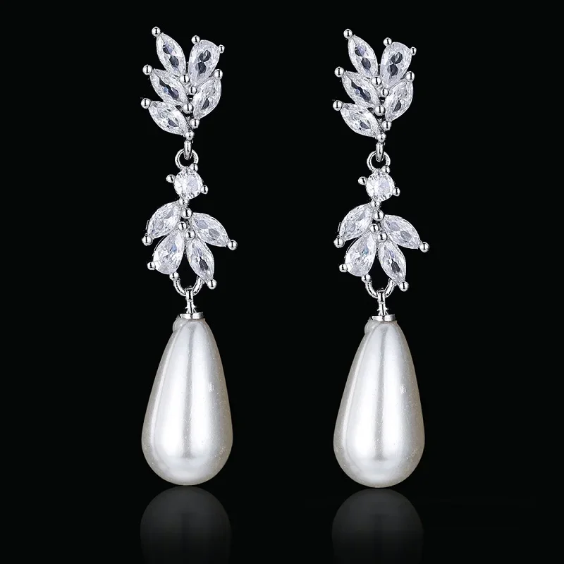 2022 Korean Fashion Pearl Earrings with Luxury Cubic Zirconia Aesthetic Dangle Earings Accessories for Women Pendientes