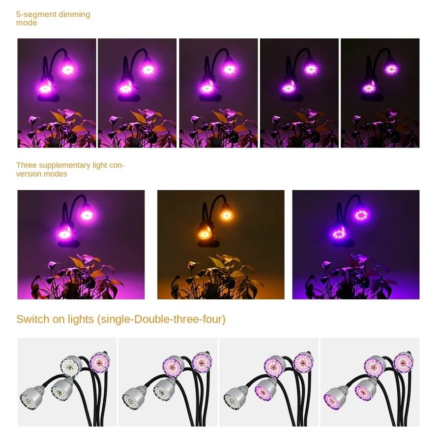 LED Full Spectrum Phytolamps USB Grow Light with Timer Control Desktop Clip Phyto Lamps for Plants Seedling Flowers Grow Box