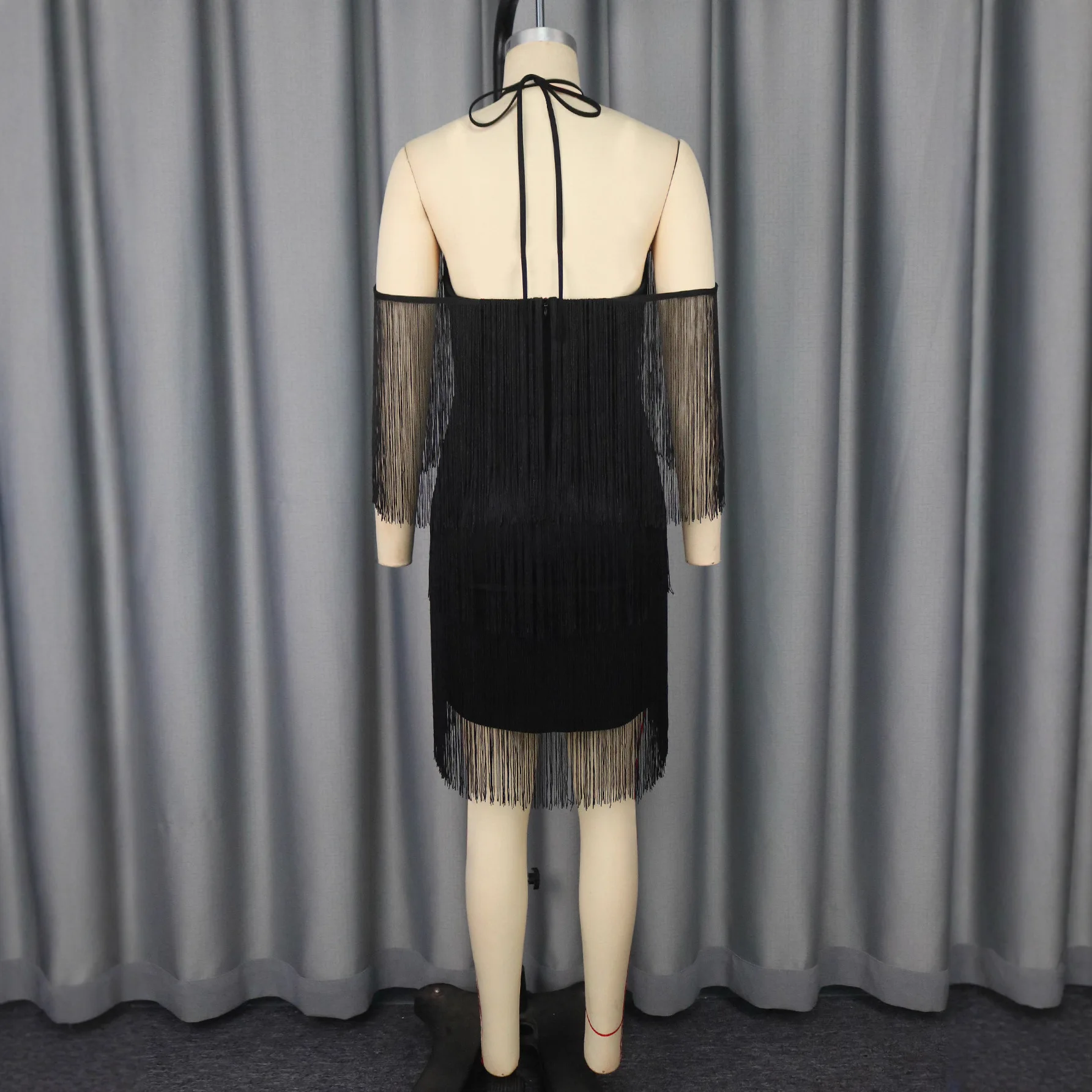 Sexy Strapless Off-shoulder Kwastje Jurk Zwart Slim Fit Bodycon Party Cocktailjurk Corset 2025, Zomerjurk Gewaad vestido Vrouwen