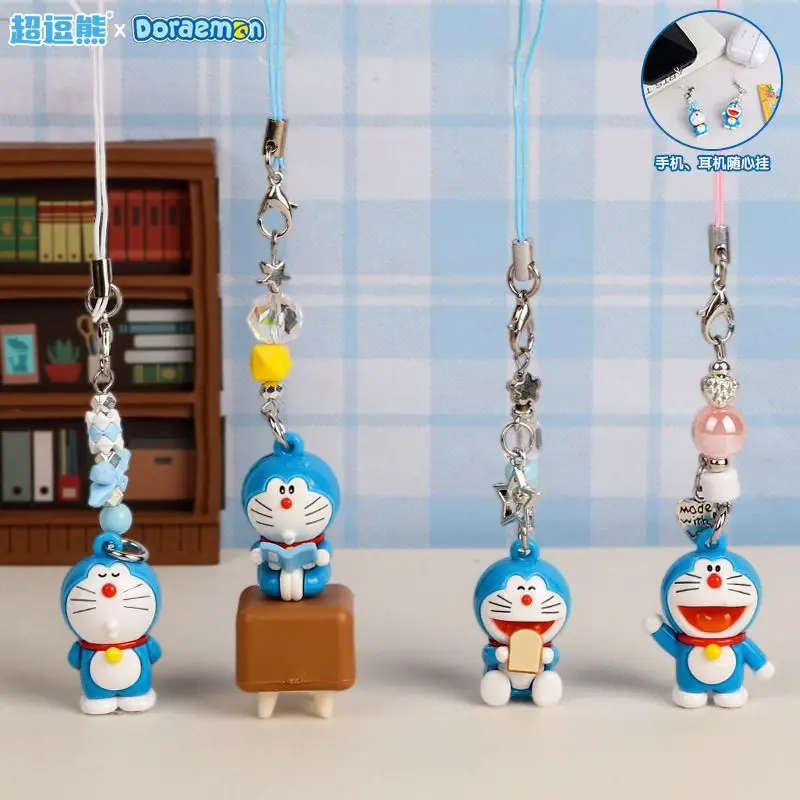 Doraemon Doll Keychain Creative Cat Pendant Phone Chain Backpack Earphone Charm Couple Key Accessory Gift