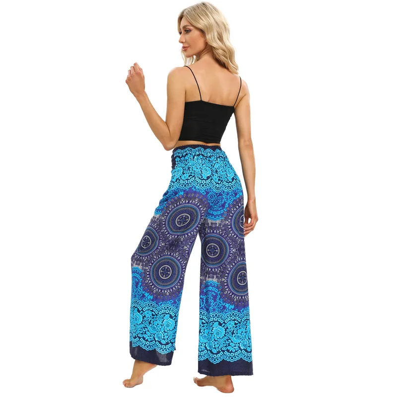 Women's Boho Palazzo Pants Yoga Wide Leg Pants With Pockets Harem Pants Jumpsuit Hippie Clothes bohemia