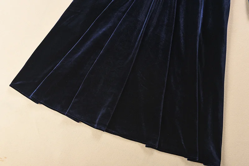 Kate Middleton Dress Women 2025 New Arrival Autumn Winter Long Sleeve Elegant Luxury Vintage Velvet Lady Pleated A Line Dresses view 6