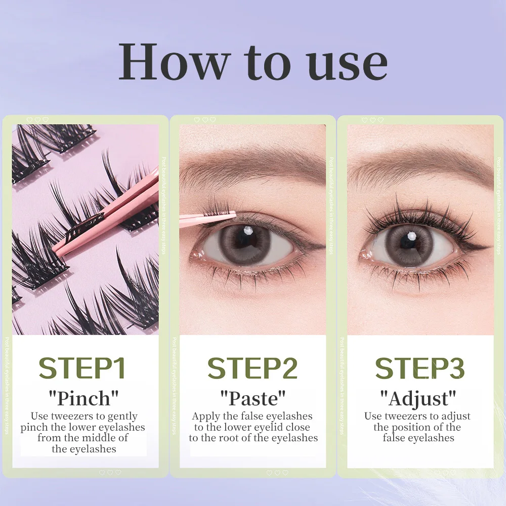 GECOMO Four Types in One Box Large Capacity of Segmented C-curl False Eyelashes, Natural Curling & Lengthening Eyelashes