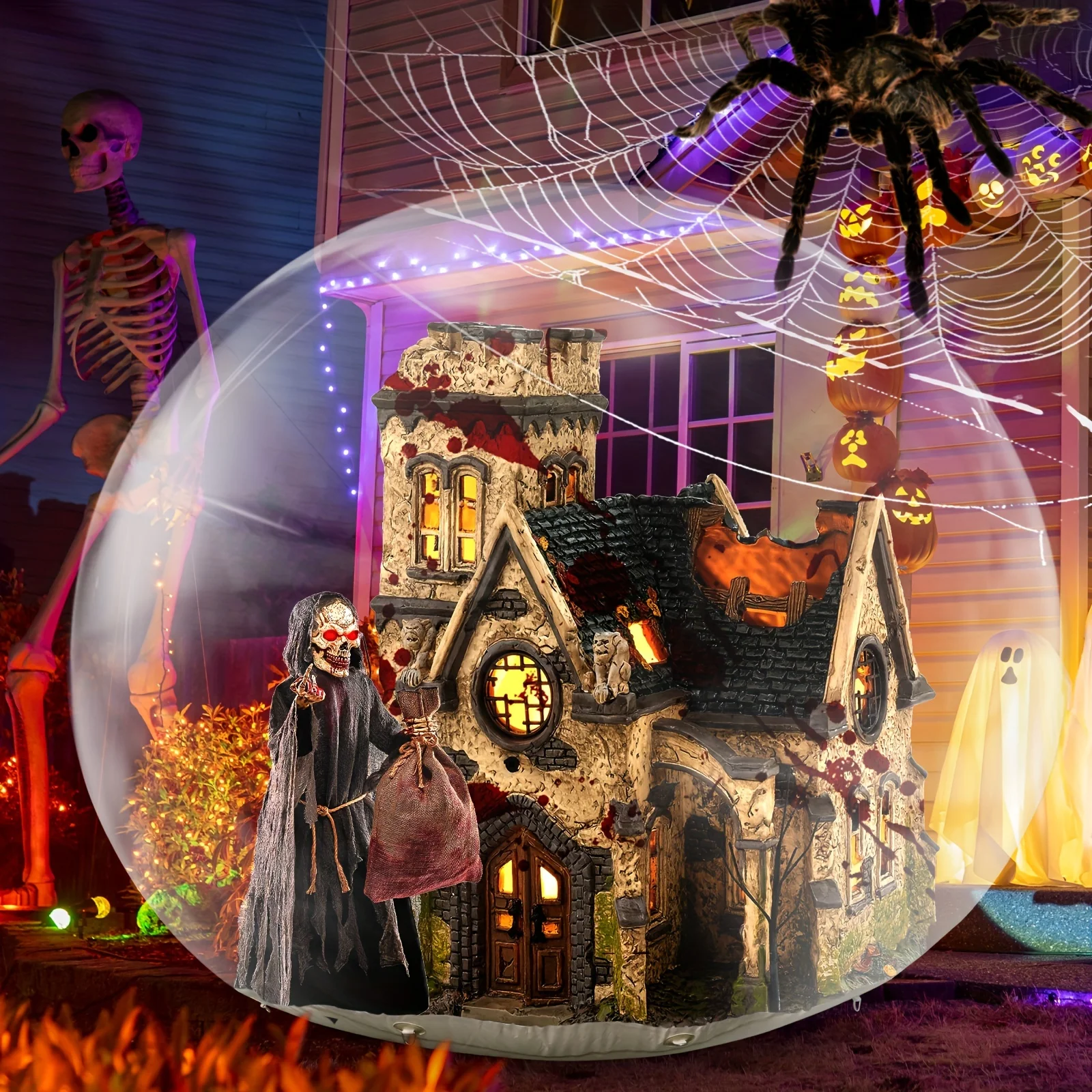 

10-футовая надувная палатка со снежным шаром, прозрачная пузырьковая палатка с воздуходувкой, надувная палатка с пузырьками иглу для фестиваля, рождественские украшения