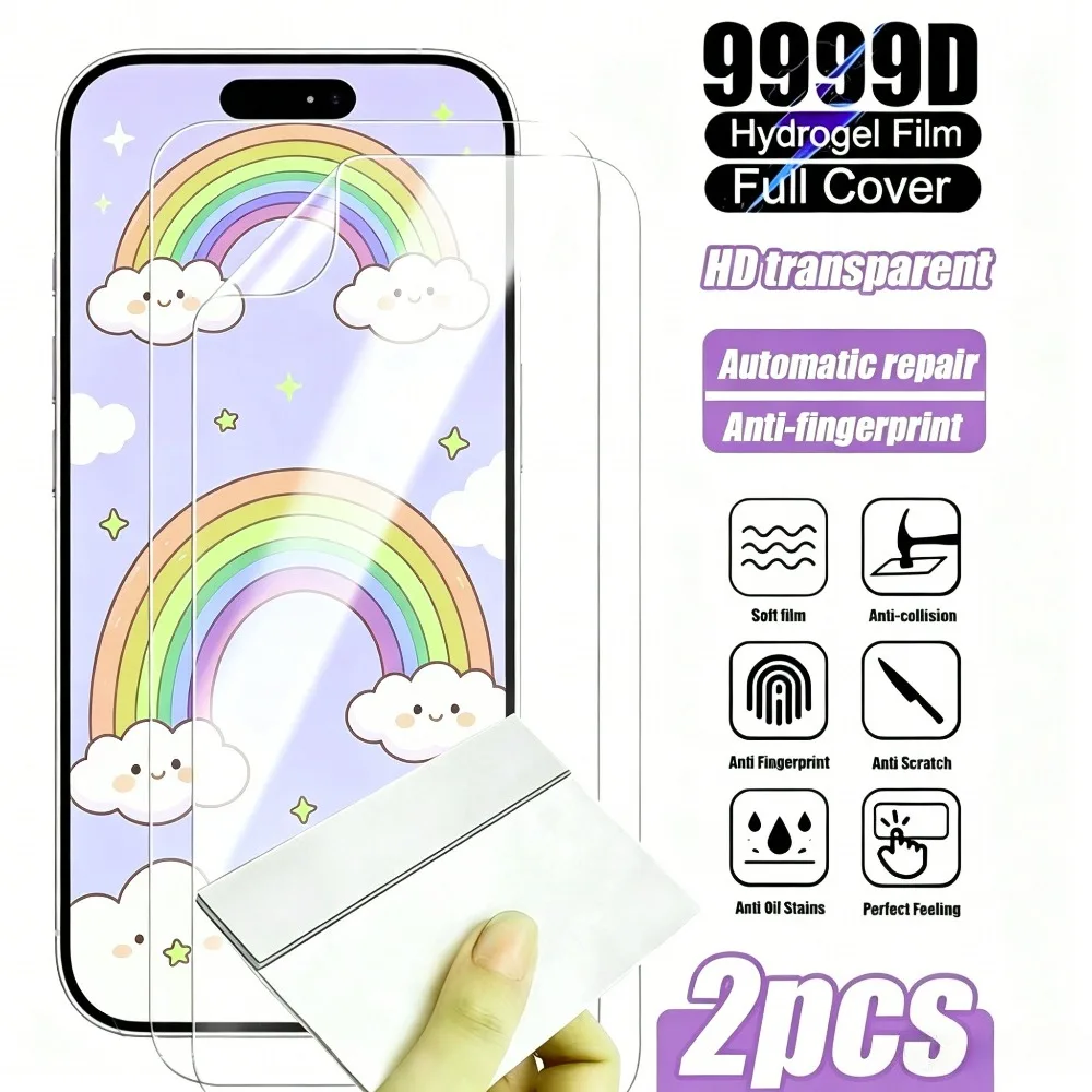 

2Pcs Full Cover Hydrogel Film for iPhone 17 16 15 14 Pro Max Air 17e 16e 13 12 11 Pro 15 14 Plus Anti-Scratch Screen Protector