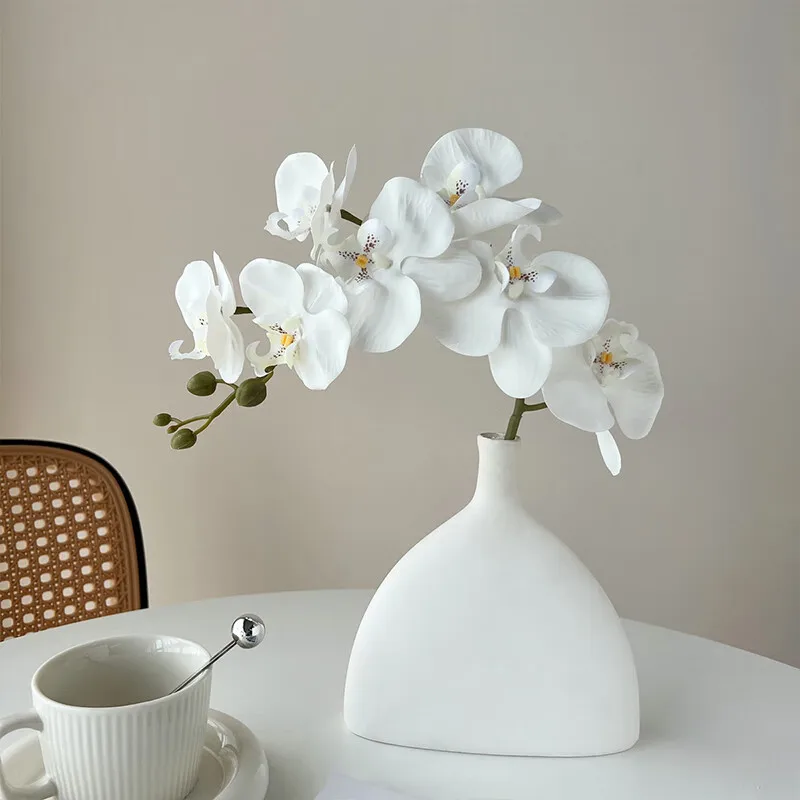 

Artificial flower moisturizing feel ceramic vase fake decoration living room table decoration photo props white Phalaenopsis