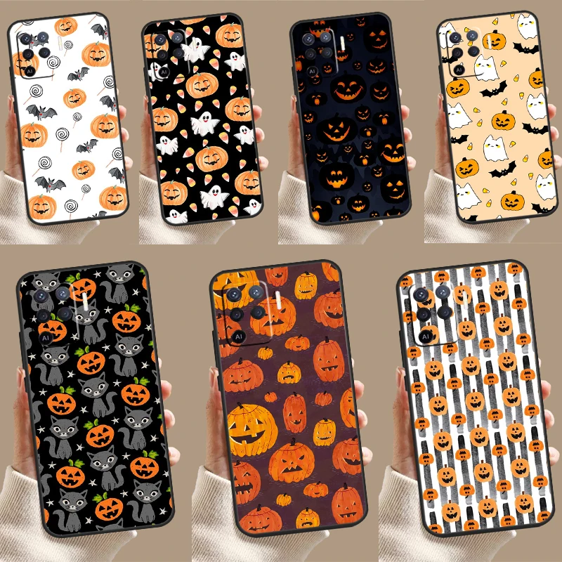 Halloween-Kürbisse für Oppo A79 A58 A78 A98 A53 A57s A54S A74 A94 A17 A77 A5 A9 A96 A76 A16 A52 A72 A15 Fall