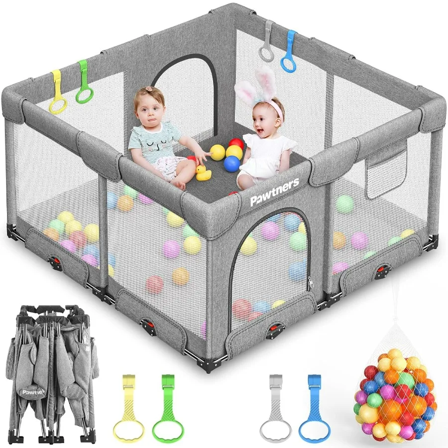 Box pieghevole per neonati e bambini piccoli: 50 Lx 50 Lx 27 H Grande cortile da gioco con tappetino Area da gioco interna portatile Cancello per bambini con