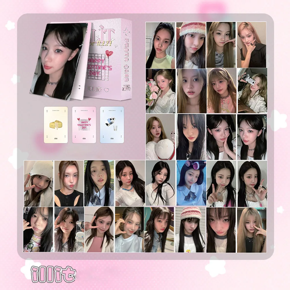 50Pcs/Set KPOP ILLIT Laser Lomo Cards Korean Style Ins Selfie Photocards Double-sided Postcards Fans Birthday Collectibles Gifts