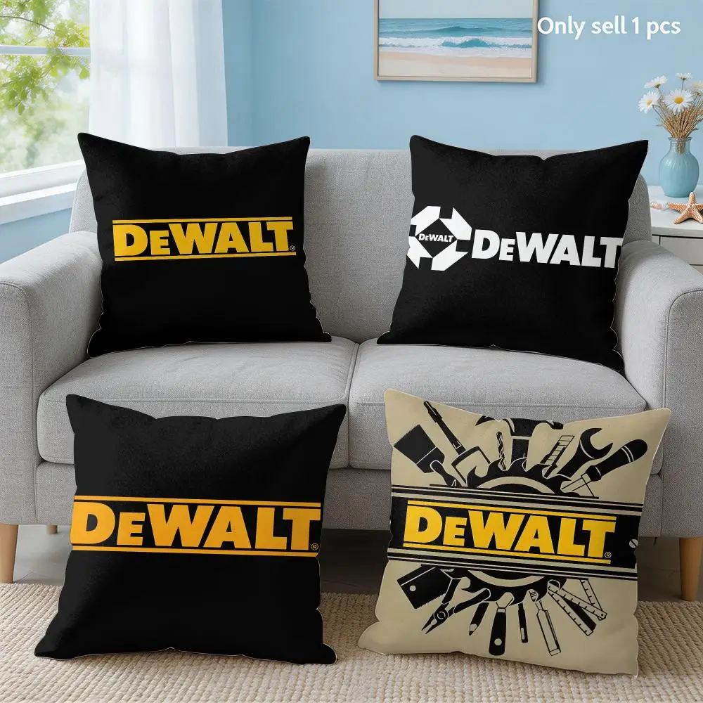 Simple D-Dewalts Logo Cushion Cover Soft Short Plush Throw Pillow Cover Hidden Zipper Cutecore Sofa Bedroom Home Decor