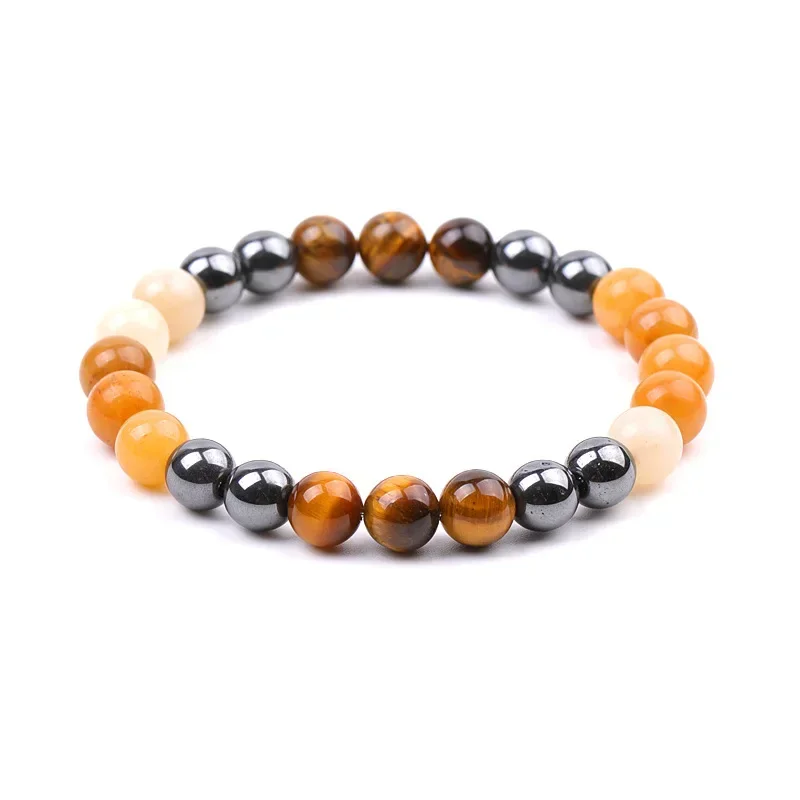 10pcs Couple Hand String Topaz Tiger Eye Stone Beads Bracelet Women Men Hematite Energy Buddha Yoga Bracelets Jewelry