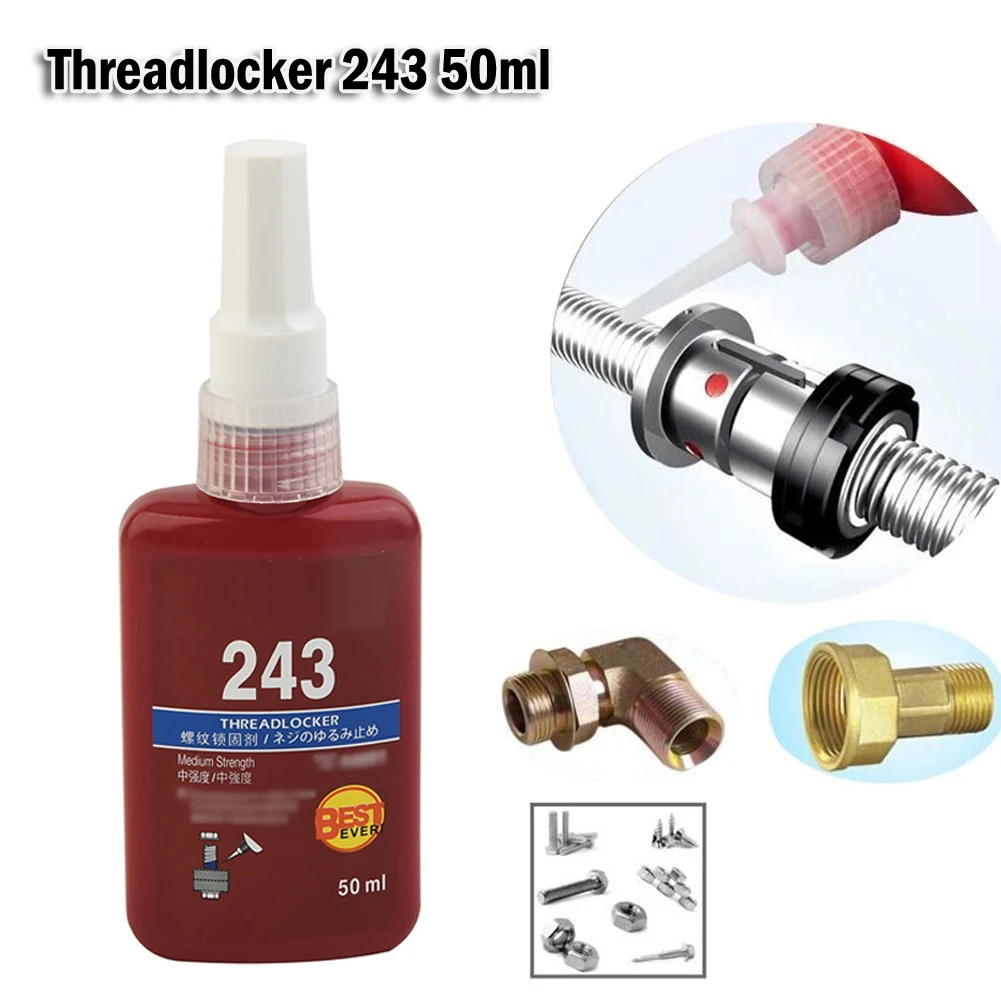 

1pc 50ml Threadlocker Anaerobic Screw Glue 243 Medium Viscosity Thixotropy For Locking Sealing Of Threads Below M20 Adhesives