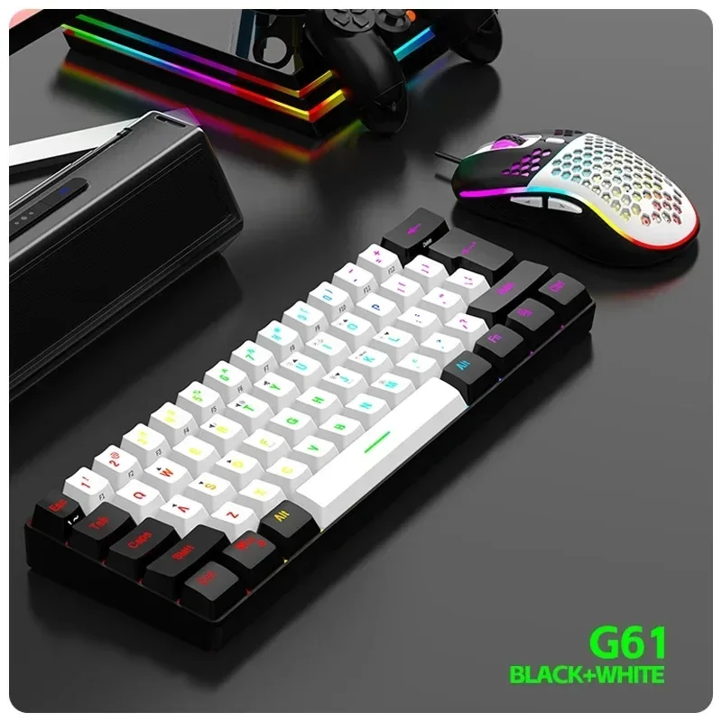 Imagem -05 - Teclado de Jogo com Fio Rgb Backlight Compacto Mini Teclado à Prova Impermeável Água Pequeno Compacto 61 Teclado para Jogadores pc Mac Mito Preto