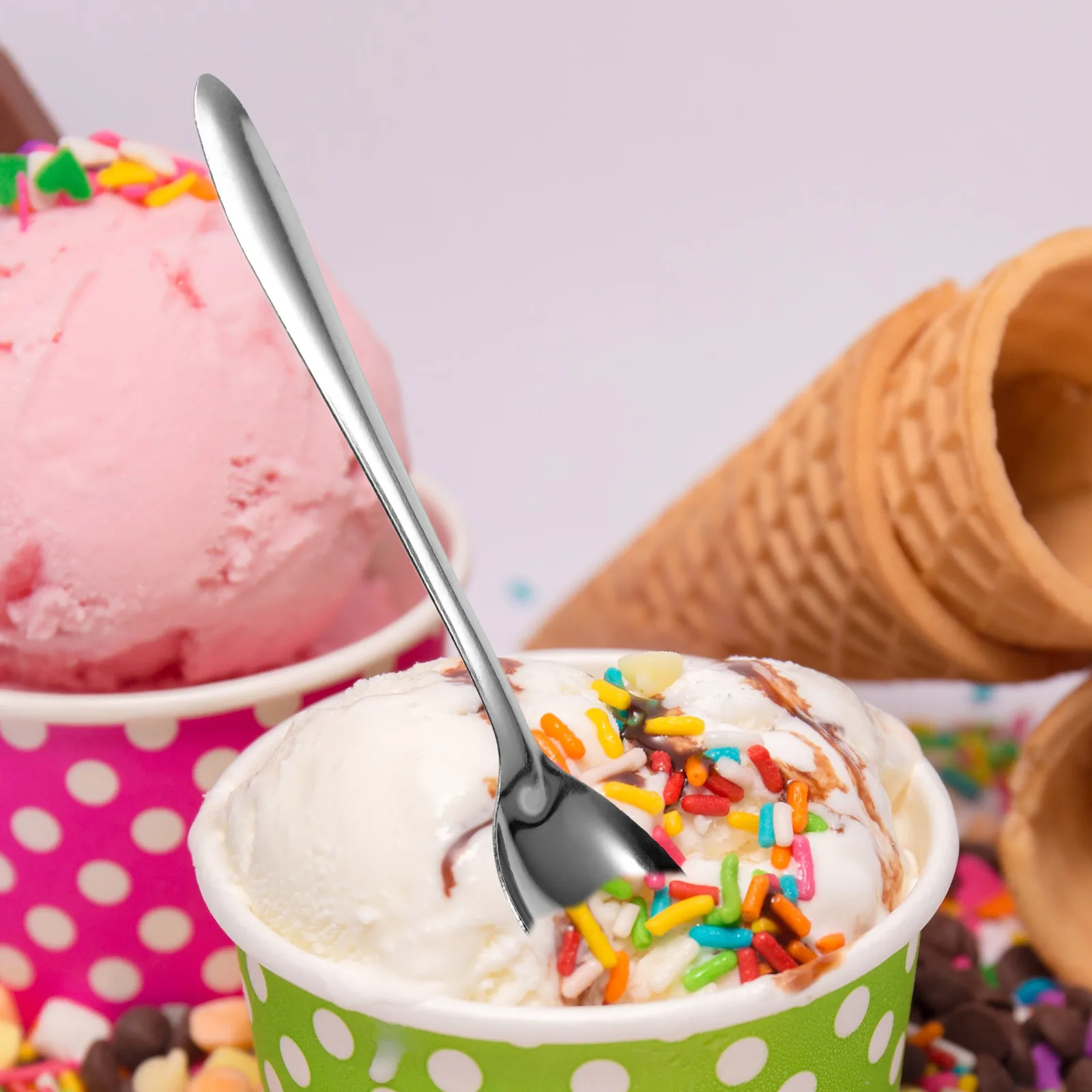 

100Pcs Coffee Spoon Stainless Steel Elegant Small Spoons for Cafe Restaurant Dessert Honey Mixing Stirring Scoop