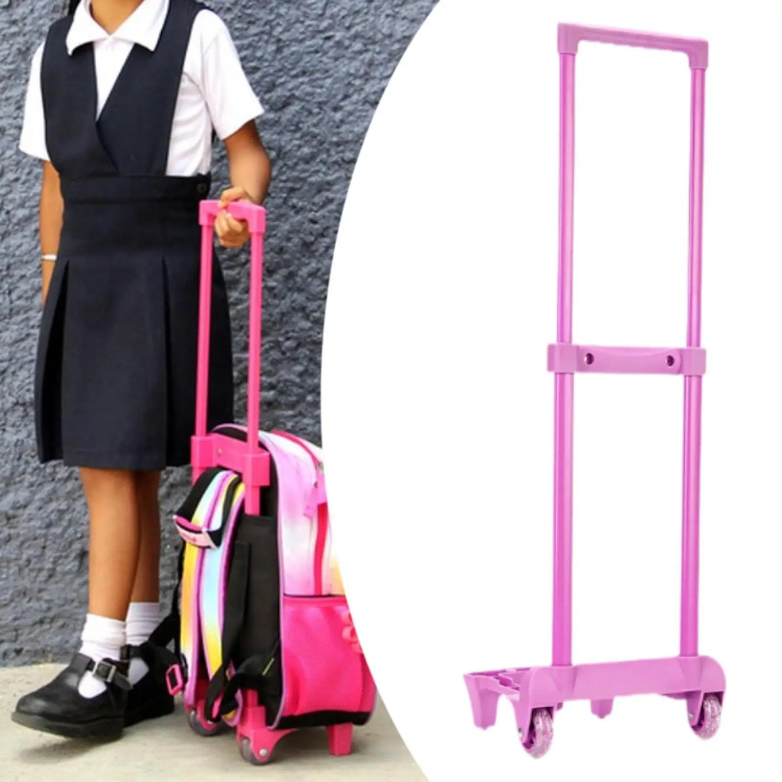 

Kids Backpack Trolley with Wheels School Easy to Install Foldable Hand Truck