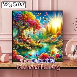 5D 100% AB Diamond Painting Kit Landscape Full Square Diamond Embroidery Gem Cross Stitch Fairy Dust Diamond Art Crystal Docer