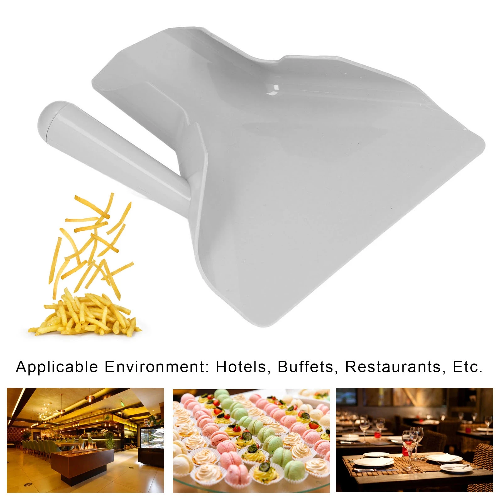 French Fry Bagger Scoop Plastic Chips Scoop Quick Bagging Non Slip Right Handle for Hotels for Buffets for Restaurants