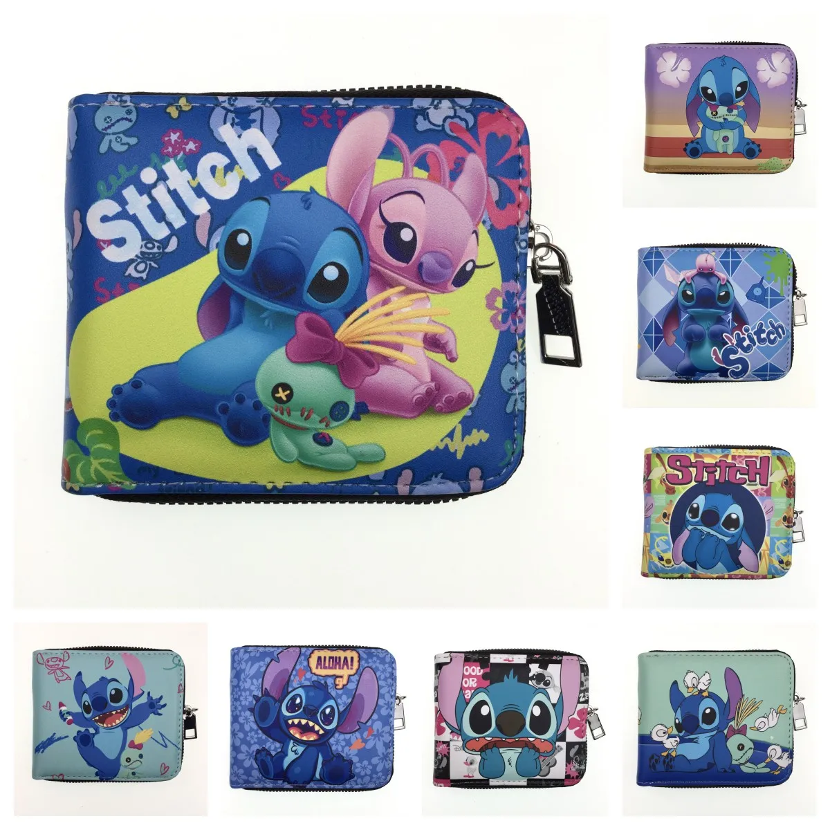 

Cute cartoon Stitch boys and girls students high value short folding wallet large capacity multi-card slot coin purse wallet