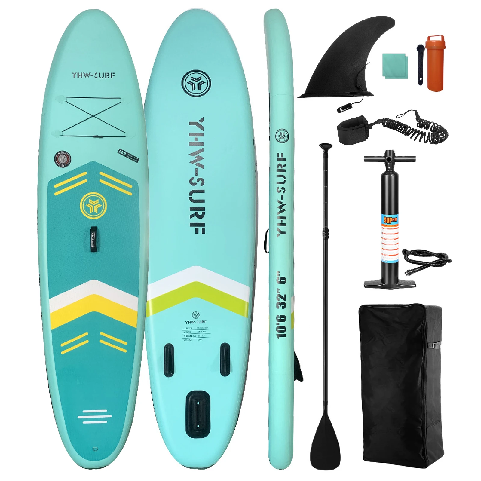 3.2m 10.6ft Surfboard PVC Inflatable Paddle Board Seaside Beach Water-skiing Stand Up Paddle Board with Foot Rope For Outdoor