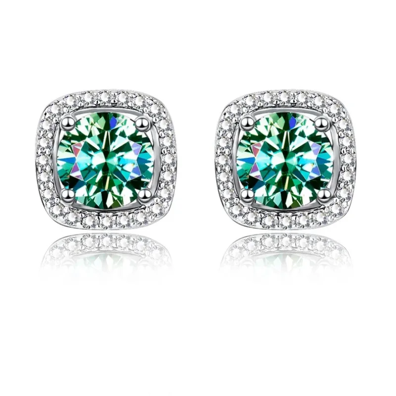 

PT950 Platinum Colored Moissanite Square Baguette Earrings for Women Four Claw Set Luxury Fashion Gold Jewelry