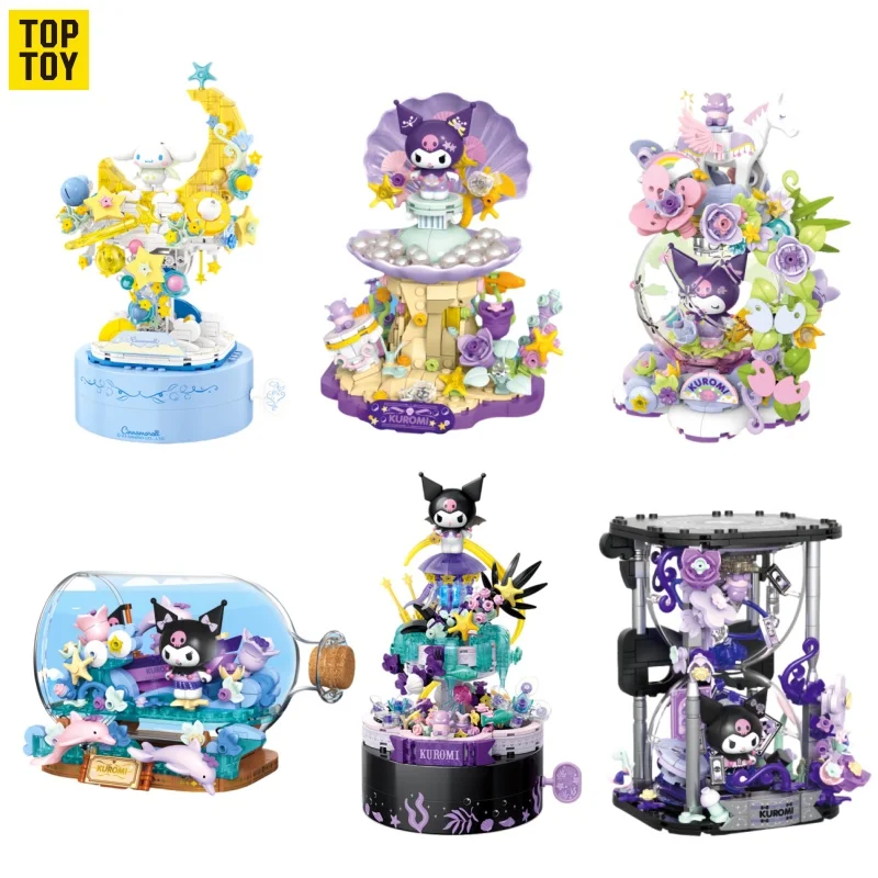 TOPTOY Building Block Sanrio Kuromi Secret Realm Elf Series Cinnamoroll Small Particle Boy Girl Assembled Toy Model Holiday Gift