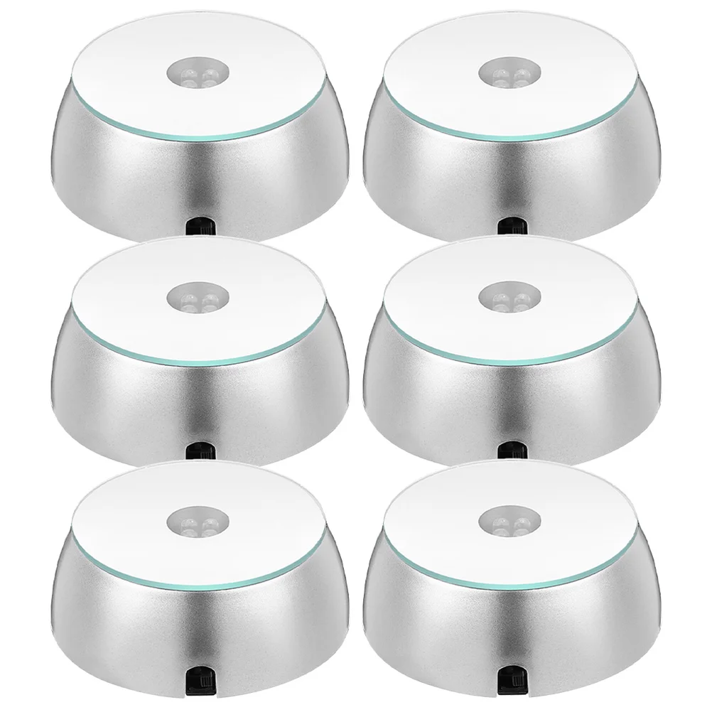 

6 Pcs Three-colored Light Base LED Display Stand Silver Case 4 Lights Colorful Transparent Crystal Acrylic HomeDecoration