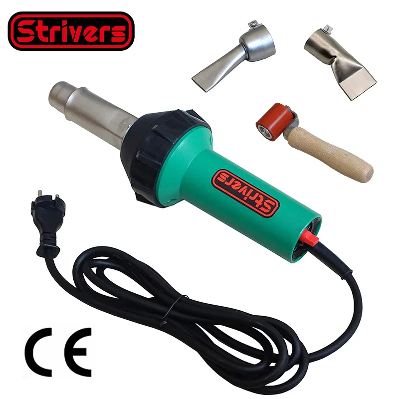 

1600W PVC Waterproof membrane tarpaulin plastic welder hot air welding kit flat nozzle 40MM silicone pressure roller