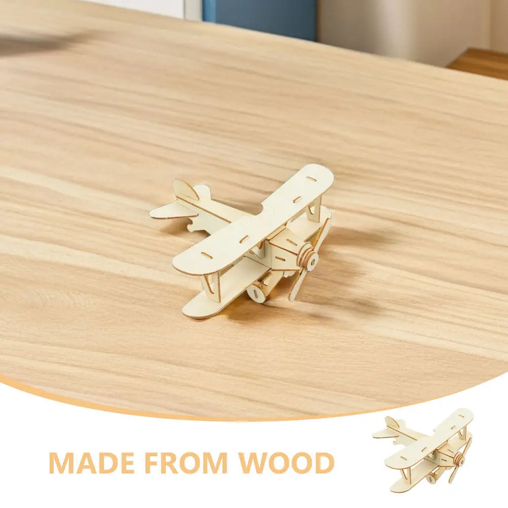 Wooden Airplane Craft Kit 3 Piece DIY Paint and Assemble Model Set for Kids Fine Motor Activity Decor