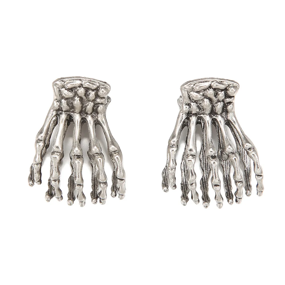 2PCS Funny Metal Mini Skull Hand Hair Clips for Women Halloween Hair Accessories Fashion Holiday Party Decorations