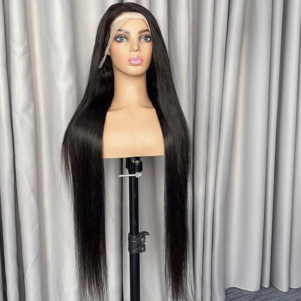 200 الكثافة الطبيعية الأسود مستقيم الدانتيل شعر مستعار أمامي البرازيلي الشعر البشري 13x6 شعر مستعار أمامي شفاف قبل قطعها