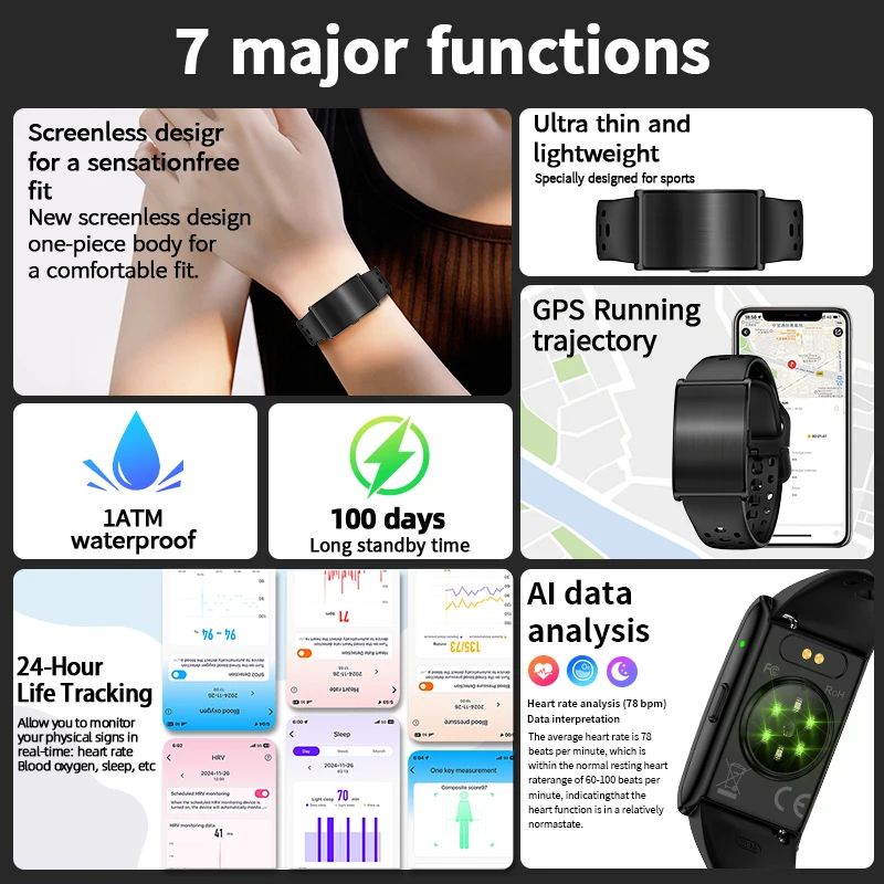 Inteligentna bransoletka LIGE dla kobiet i mężczyzn, raport zdrowotny AI, inteligentny zegarek, monitor tętna i ciśnienia krwi, połączenie Bluetooth, opaska sportowa, nowość.