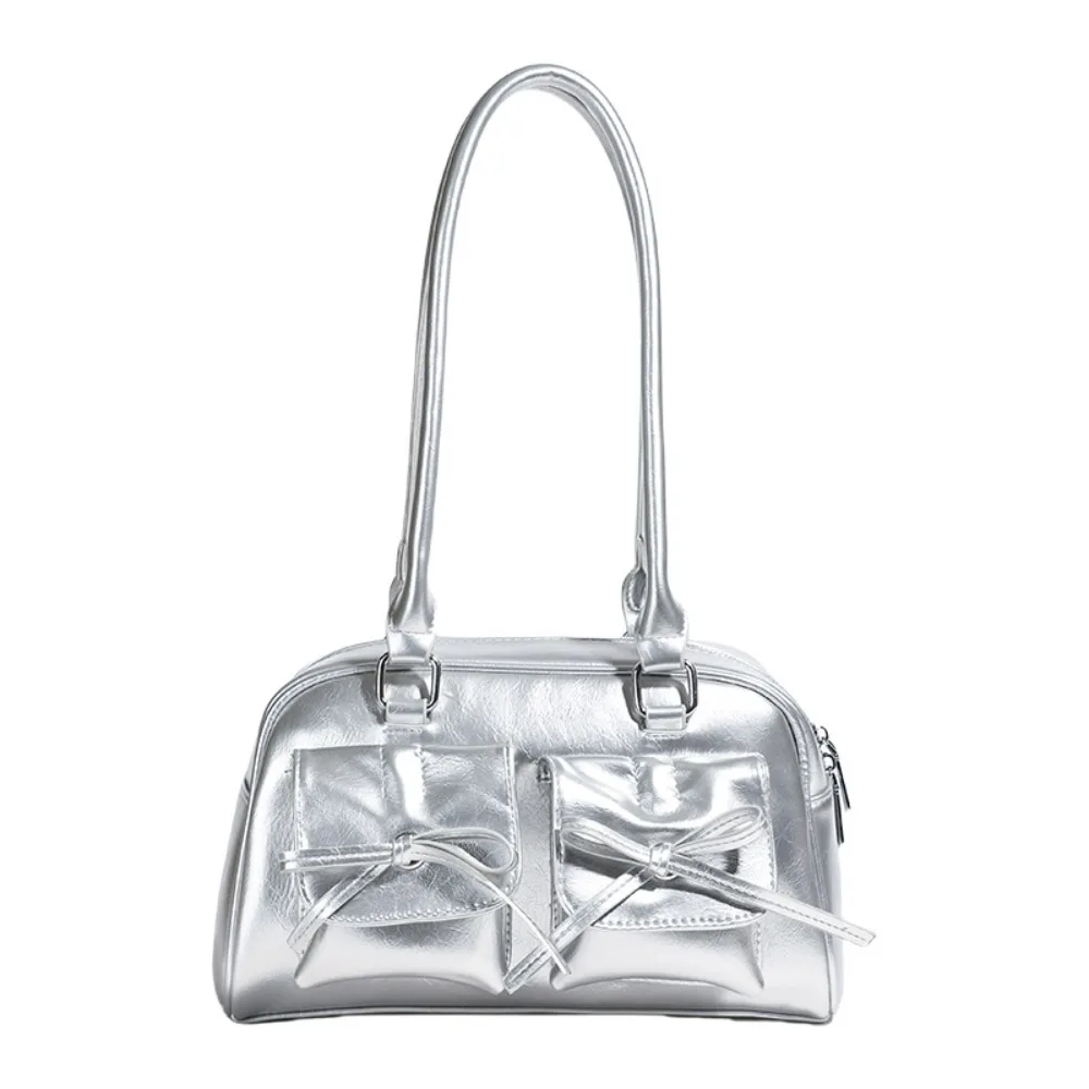 

Модная сумка для боулинга во французском стиле с галстуком-бабочкой, элегантная большая вместительная сумка через плечо Boston с бантом, повседневные женские сумки для девочек